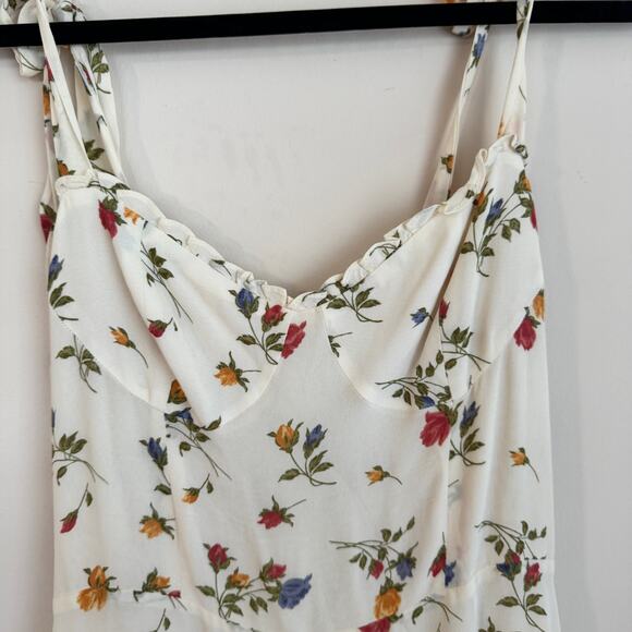 Reformation Nikita Rose Floral Georgette Midi Dress White Sz 10 - Picture 3 of 7